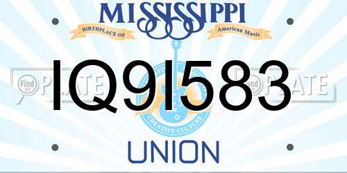 IQ9I583 Mississippi License Plate
