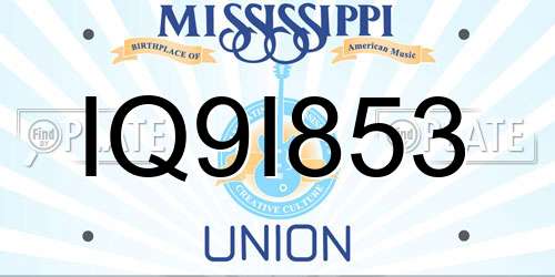 IQ9I853 Mississippi License Plate
