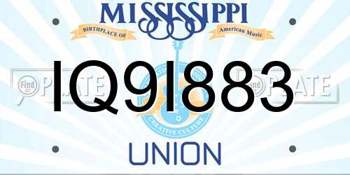 IQ9I883 Mississippi License Plate