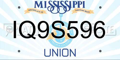 IQ9S596 Mississippi License Plate