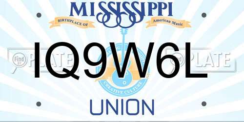 IQ9W6L Mississippi License Plate