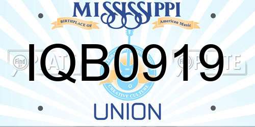 IQB0919 Mississippi License Plate