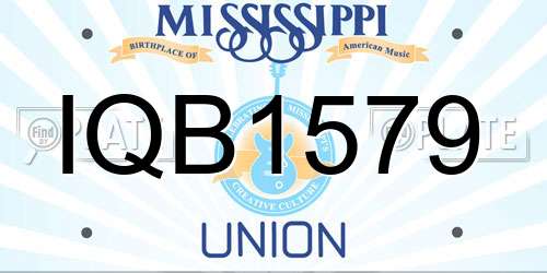 IQB1579 Mississippi License Plate