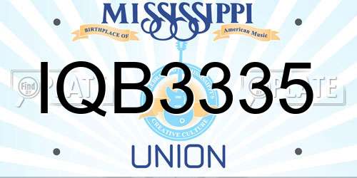 IQB3335 Mississippi License Plate