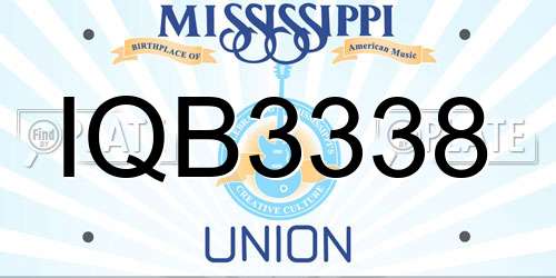 IQB3338 Mississippi License Plate