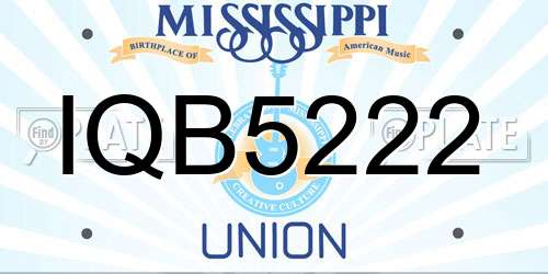 IQB5222 Mississippi License Plate