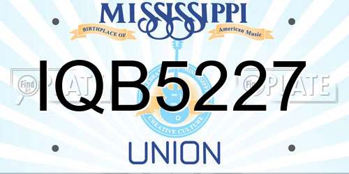 IQB5227 Mississippi License Plate