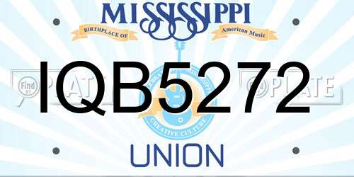 IQB5272 Mississippi License Plate