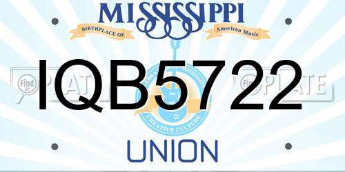 IQB5722 Mississippi License Plate