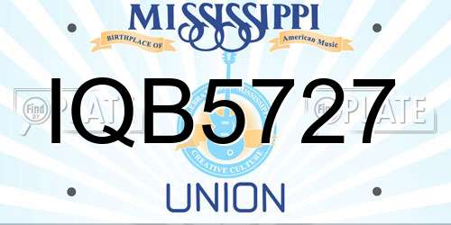 IQB5727 Mississippi License Plate