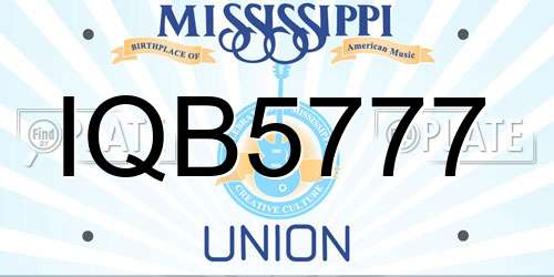 IQB5777 Mississippi License Plate