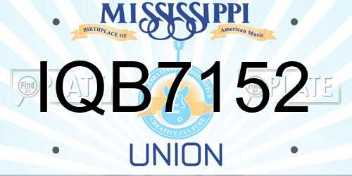 IQB7152 Mississippi License Plate