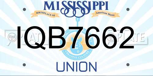IQB7662 Mississippi License Plate