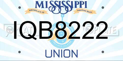 IQB8222 Mississippi License Plate