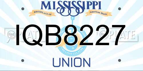 IQB8227 Mississippi License Plate