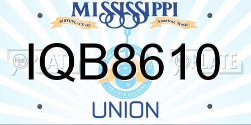 IQB8610 Mississippi License Plate