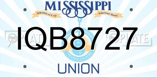 IQB8727 Mississippi License Plate
