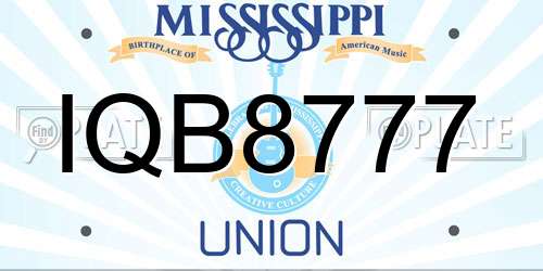 IQB8777 Mississippi License Plate
