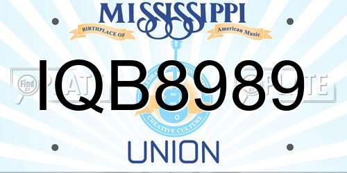 IQB8989 Mississippi License Plate