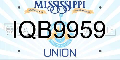 IQB9959 Mississippi License Plate