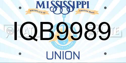 IQB9989 Mississippi License Plate