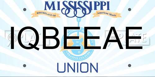 IQBEEAE Mississippi License Plate