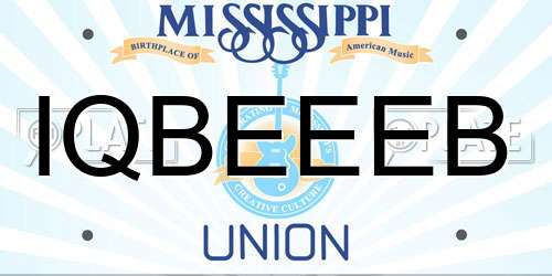 IQBEEEB Mississippi License Plate