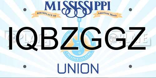 IQBZGGZ Mississippi License Plate