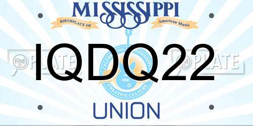 IQDQ22 Mississippi License Plate