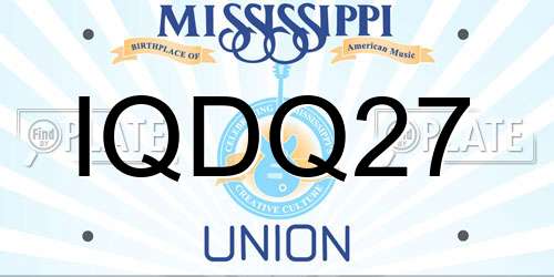 IQDQ27 Mississippi License Plate