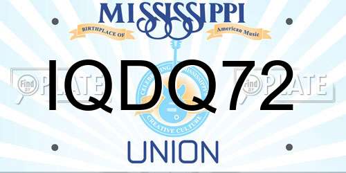 IQDQ72 Mississippi License Plate