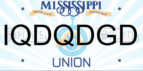 IQDQDGD Mississippi License Plate