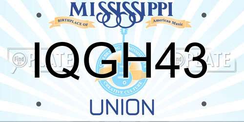 IQGH43 Mississippi License Plate