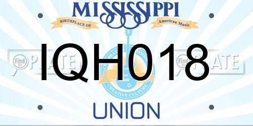 IQH018 Mississippi License Plate