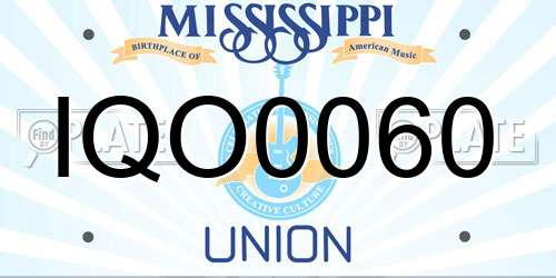 IQO0060 Mississippi License Plate