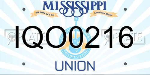 IQO0216 Mississippi License Plate