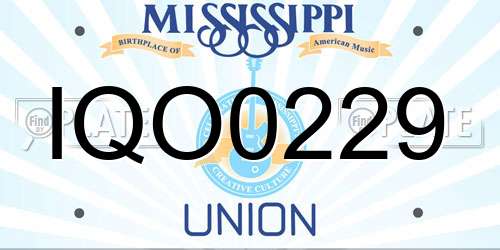 IQO0229 Mississippi License Plate