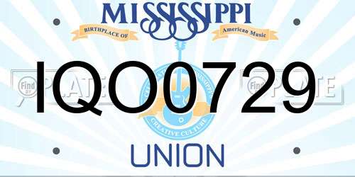 IQO0729 Mississippi License Plate