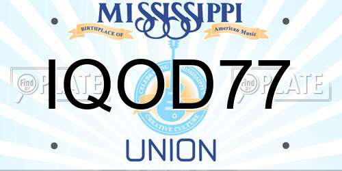 IQOD77 Mississippi License Plate