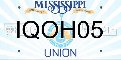 IQOH05 Mississippi License Plate