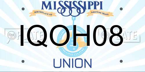 IQOH08 Mississippi License Plate