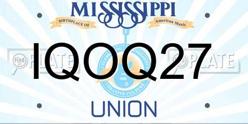IQOQ27 Mississippi License Plate