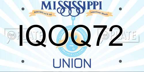IQOQ72 Mississippi License Plate