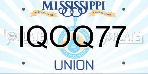 IQOQ77 Mississippi License Plate