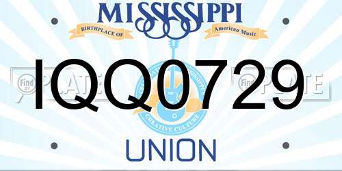 IQQ0729 Mississippi License Plate