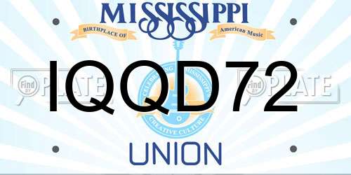 IQQD72 Mississippi License Plate
