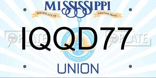 IQQD77 Mississippi License Plate