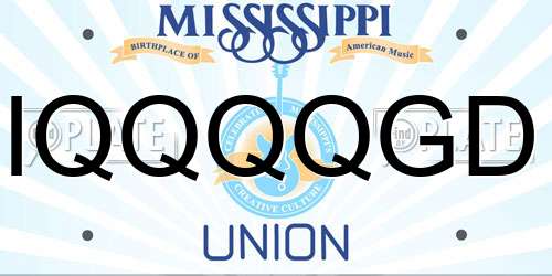 IQQQQGD Mississippi License Plate
