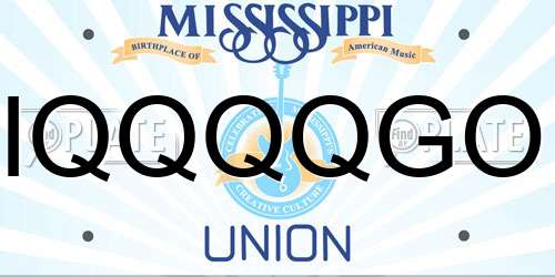 IQQQQGO Mississippi License Plate