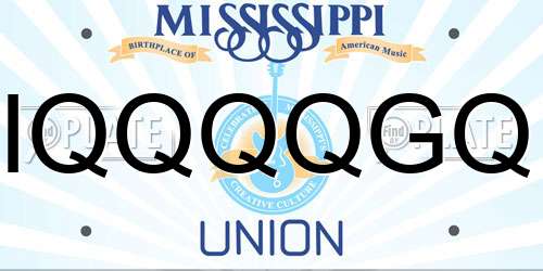 IQQQQGQ Mississippi License Plate